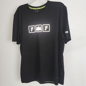 Black Graphic T-Shirt with Reflective Design